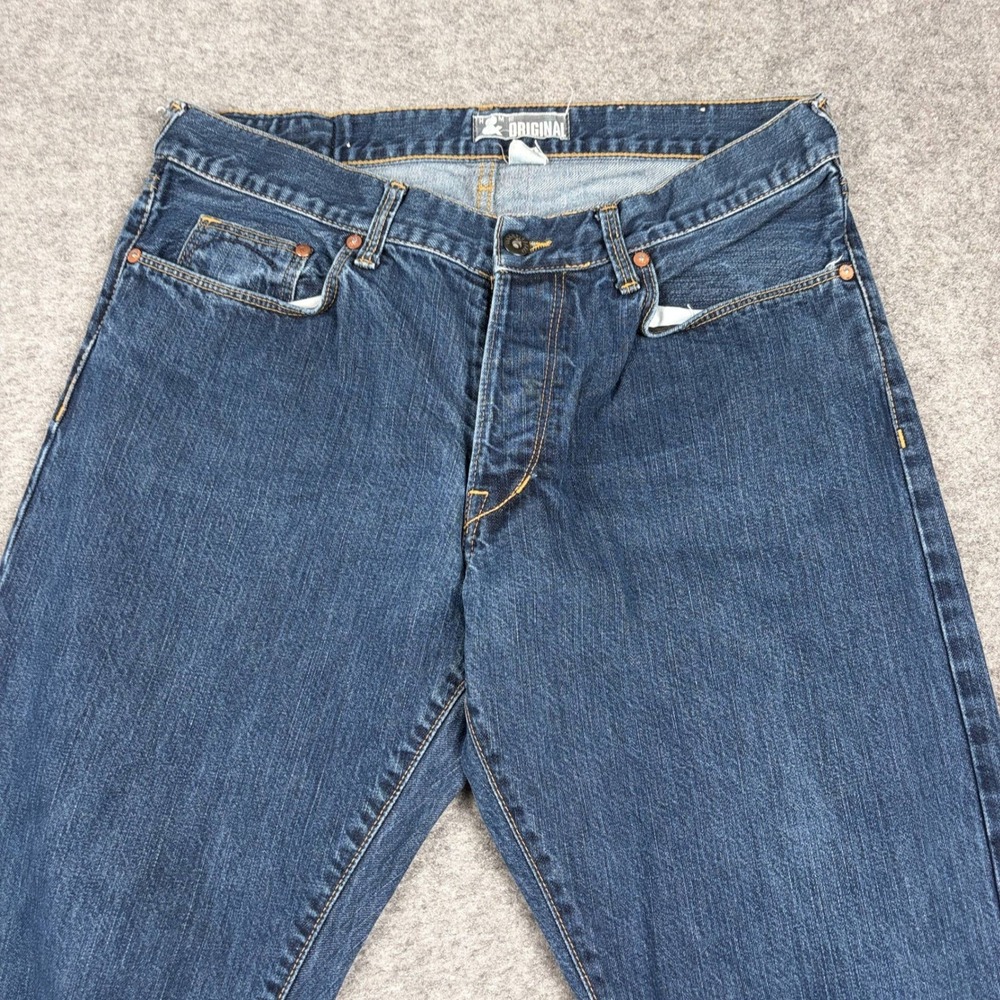 H&M Original Fit Jeans Mens 34x34 Dark Wash Straight Leg Button Fly Denim Y2K‎